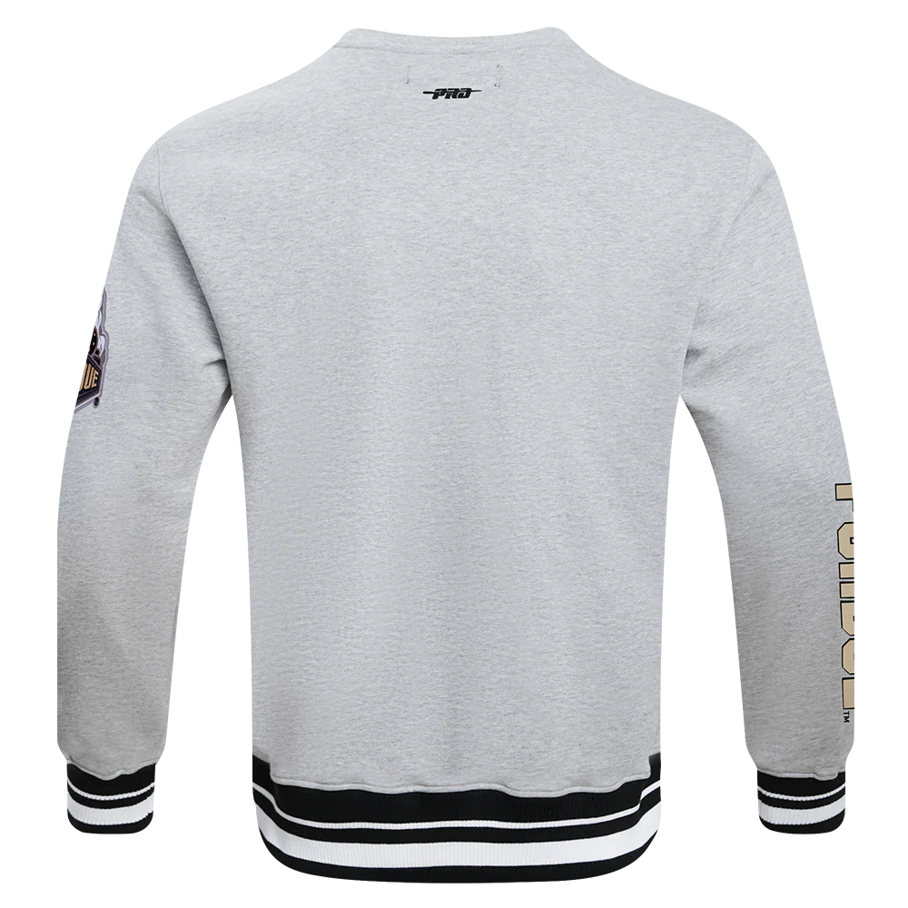 PURDUE UNIVERSITY CLASSIC MEN'S STACKED LOGO CREWNECK (HEATHER GRAY/BLACK) - Image 3