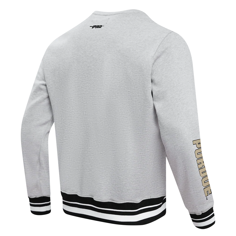 PURDUE UNIVERSITY CLASSIC MEN'S STACKED LOGO CREWNECK (HEATHER GRAY/BLACK) - Image 4