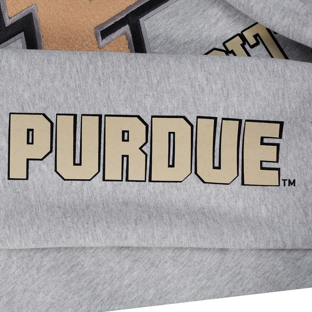 PURDUE UNIVERSITY CLASSIC MEN'S STACKED LOGO CREWNECK (HEATHER GRAY/BLACK) - Image 5