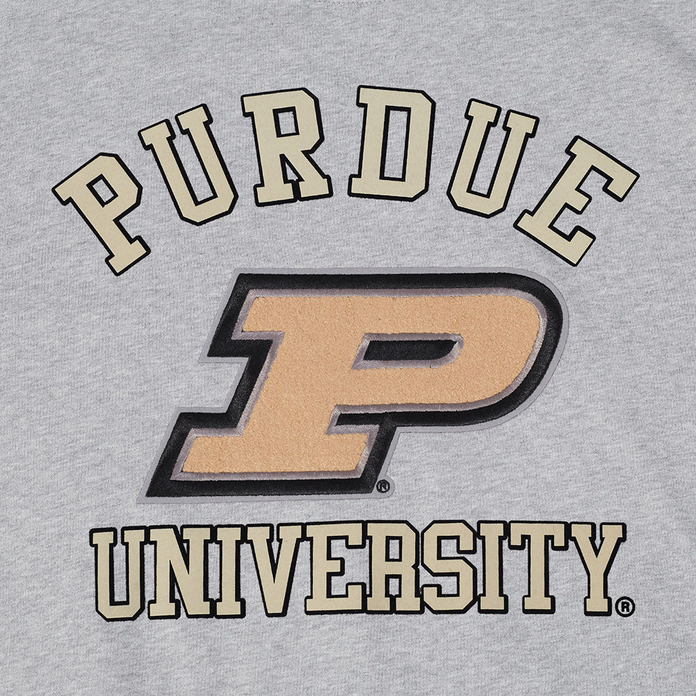 PURDUE UNIVERSITY CLASSIC MEN'S STACKED LOGO CREWNECK (HEATHER GRAY/BLACK) - Image 6