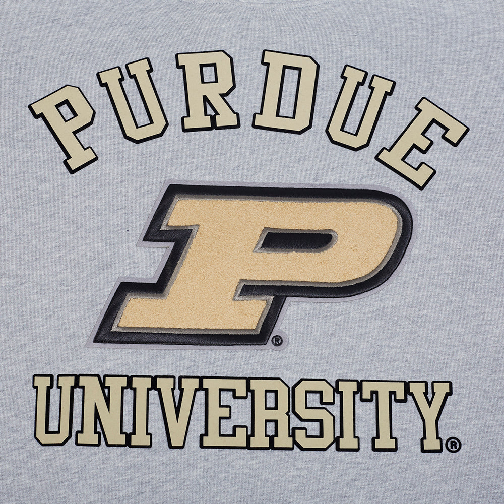 PURDUE UNIVERSITY CLASSIC MEN'S STACKED LOGO PULLOVER HOODIE (HEATHER GRAY/BLACK) - Image 5