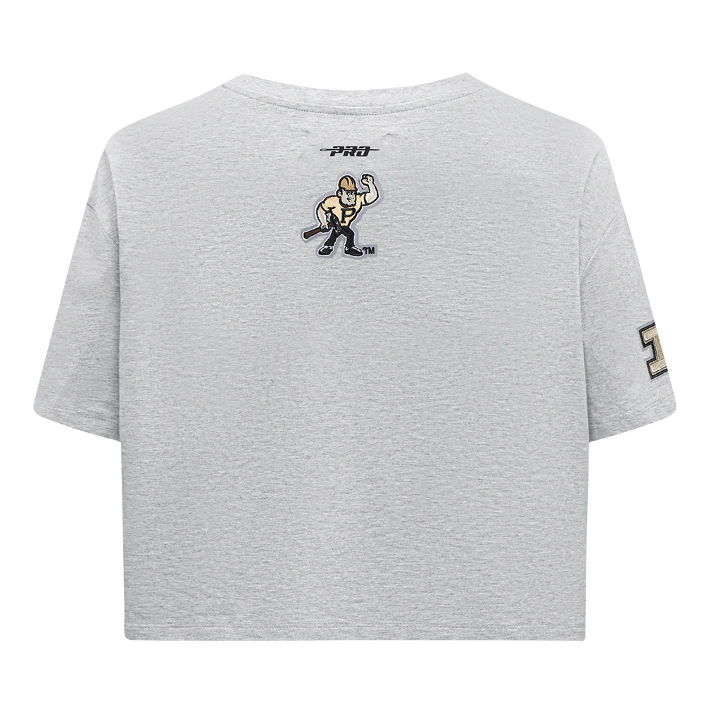 PURDUE UNIVERSITY CLASSIC WOMEN'S SINGLE JERSEY BOXY TEE (HEATHER GREY) - Image 3