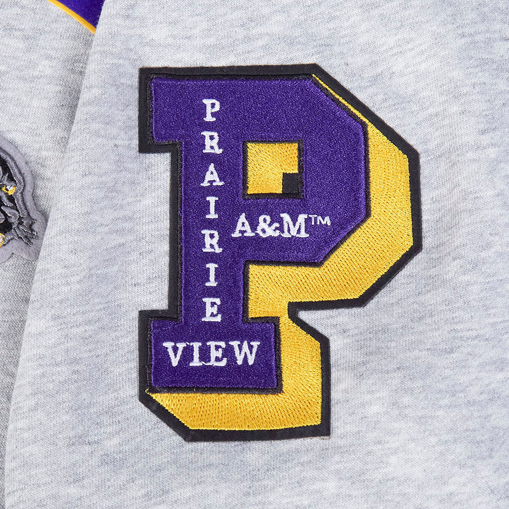 PRAIRIE VIEW A&M UNIVERSITY CLASSIC MEN'S STACKED LOGO PO HOOD (HEATHER GRAY/BLACK) - Image 7
