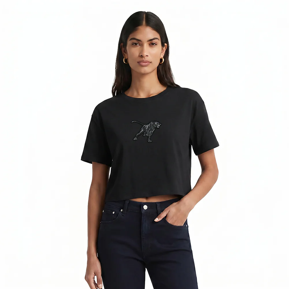 COLLEGE PRAIRIE VIEW A&M UNIVERSITY WINGSPAN WOMEN'S SJ BOXY TEE (BLACK) - Image 2