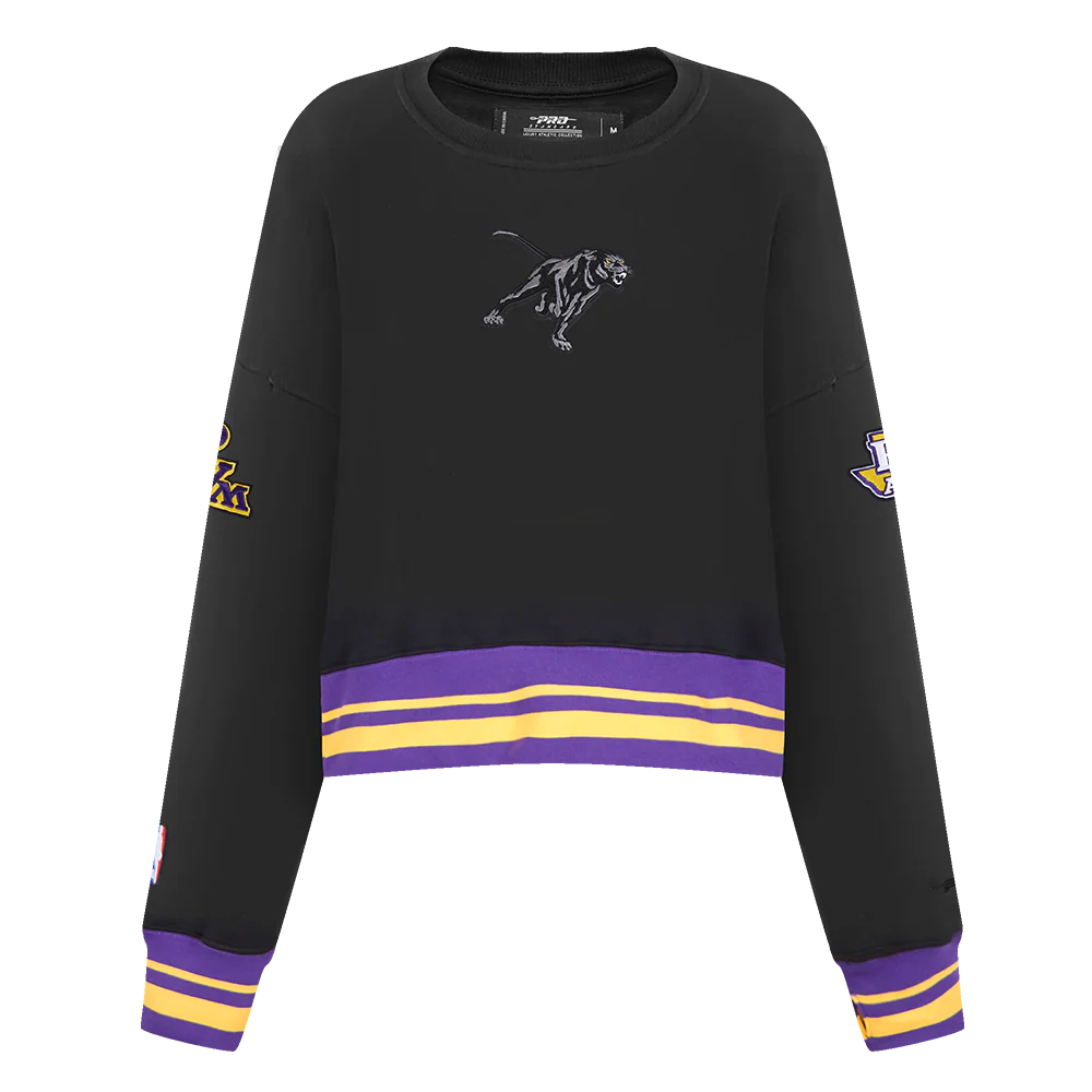 PRAIRIE VIEW A&M UNIVERSITY CLASSIC WOMEN'S RIB FLEECE CREWNECK (BLACK/PURPLE)