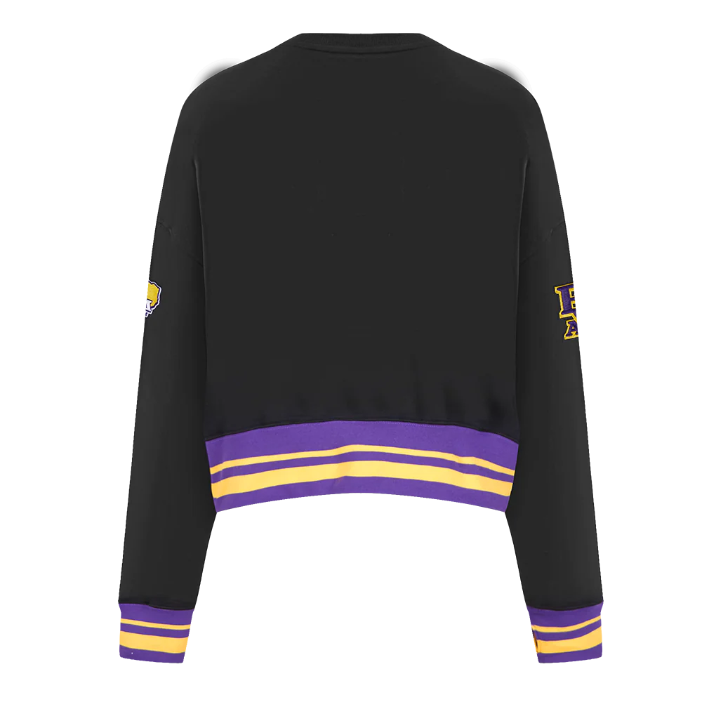 PRAIRIE VIEW A&M UNIVERSITY CLASSIC WOMEN'S RIB FLEECE CREWNECK (BLACK/PURPLE) - Image 3