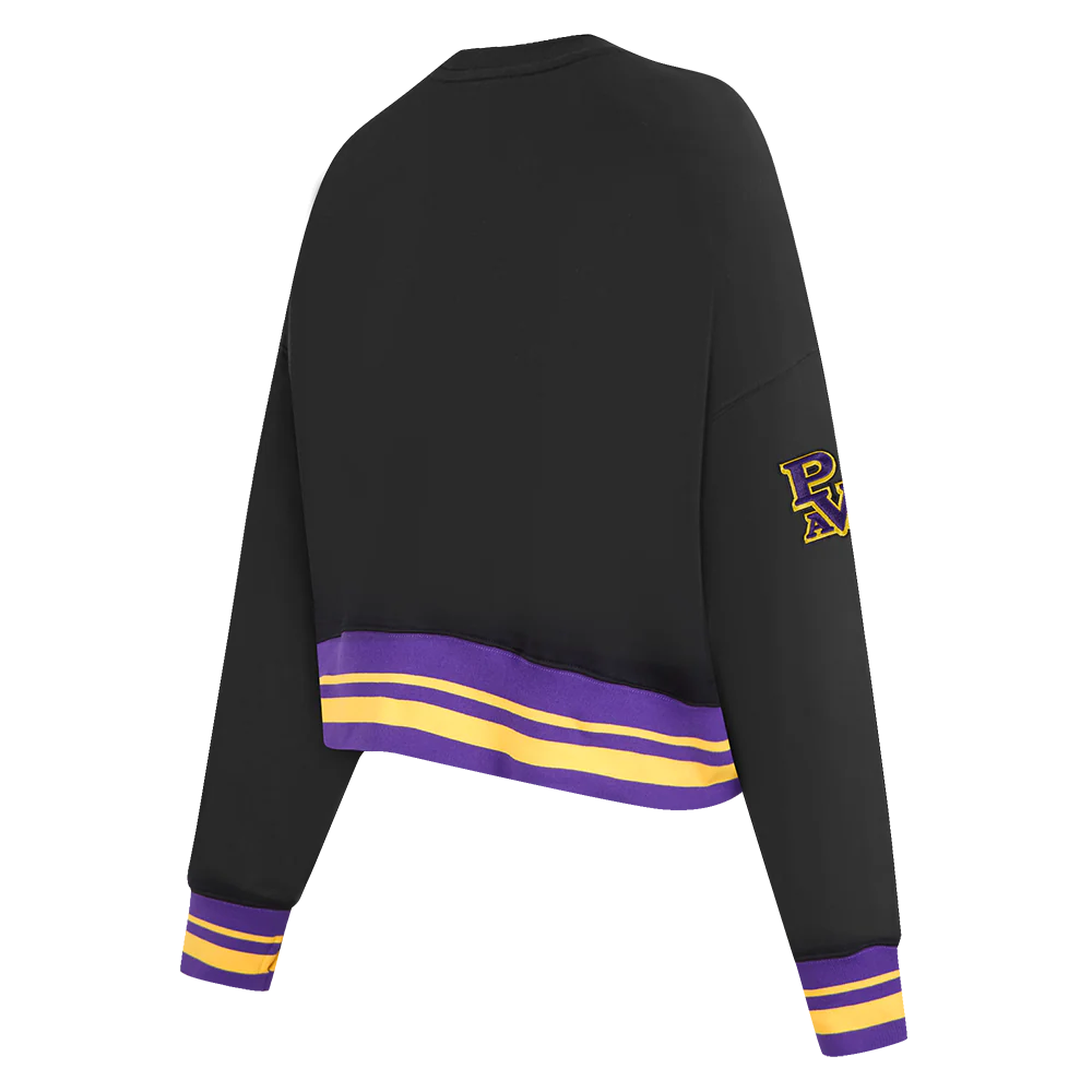 PRAIRIE VIEW A&M UNIVERSITY CLASSIC WOMEN'S RIB FLEECE CREWNECK (BLACK/PURPLE) - Image 4