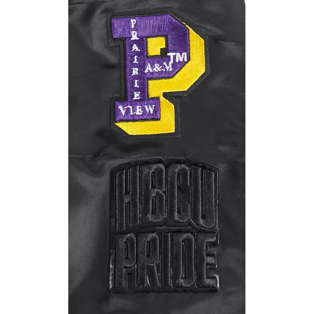 COLLEGE PRAIRIE VIEW A&M UNIVERSITY CLASSIC WOMEN'S RIB SATIN JACKET (BLACK/PURPLE) - Image 5