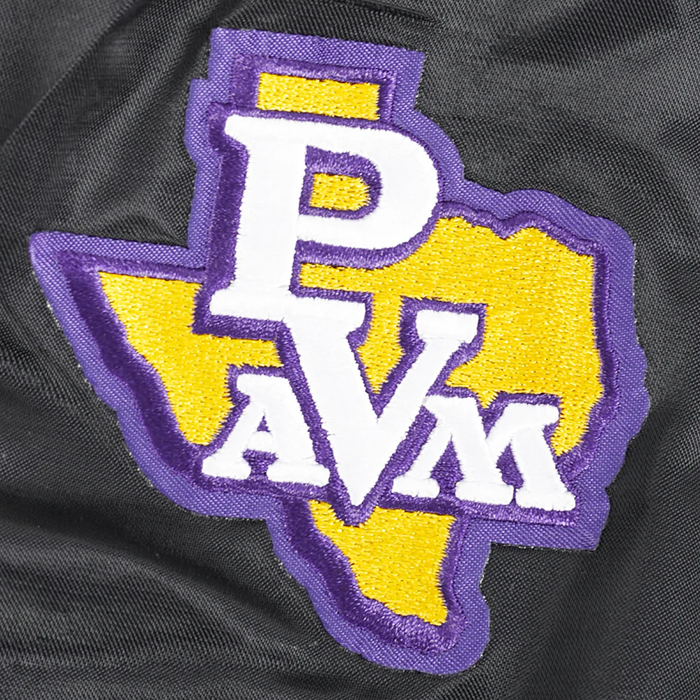 COLLEGE PRAIRIE VIEW A&M UNIVERSITY CLASSIC WOMEN'S RIB SATIN JACKET (BLACK/PURPLE) - Image 6
