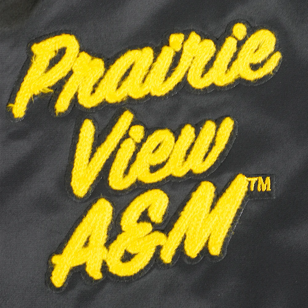 COLLEGE PRAIRIE VIEW A&M UNIVERSITY CLASSIC WOMEN'S RIB SATIN JACKET (BLACK/PURPLE) - Image 7