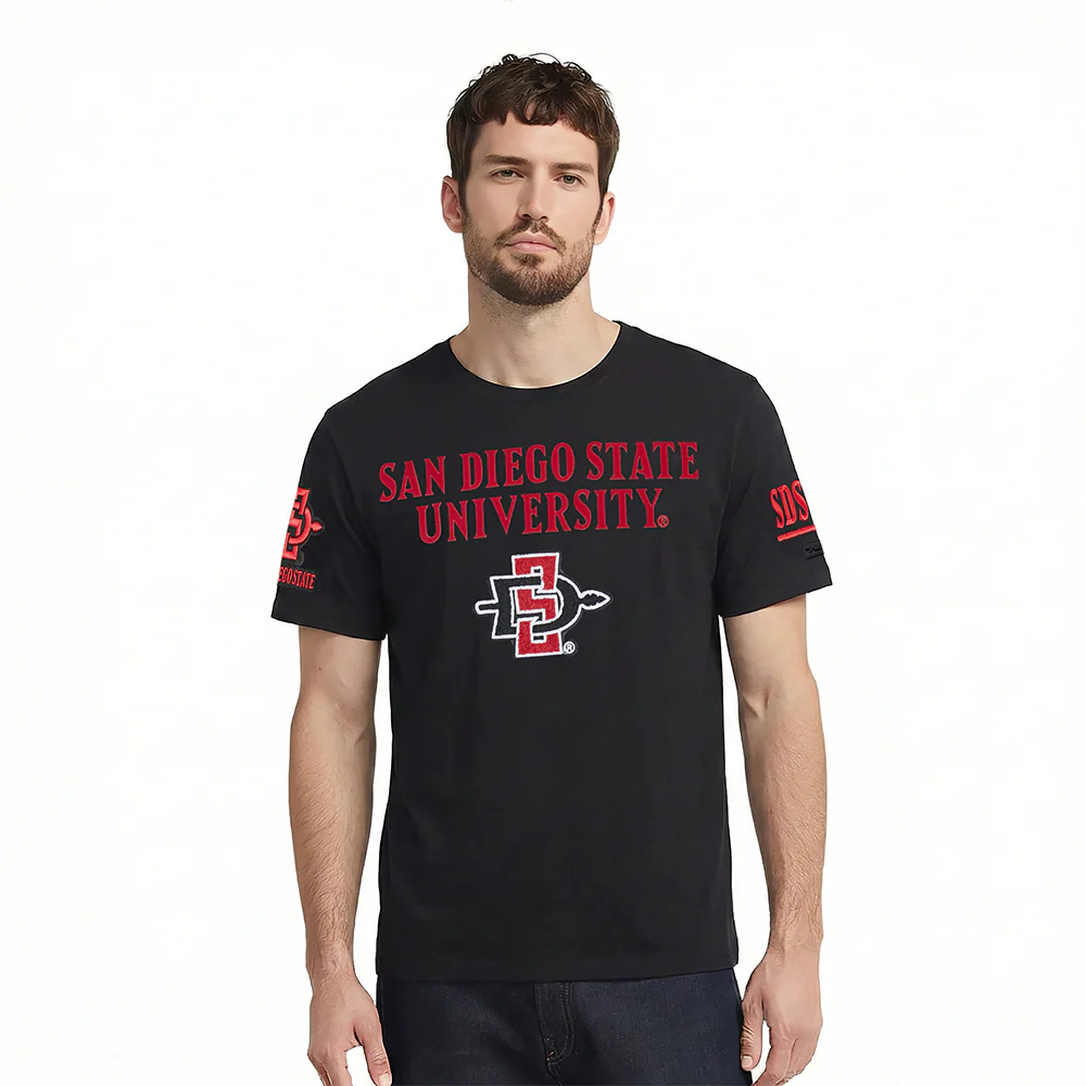 SAN DIEGO STATE UNIVERSITY CLASSIC MEN'S STACKED LOGO SJ TEE (BLACK)