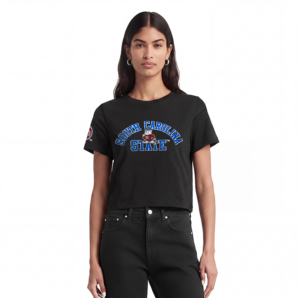 SOUTH CAROLINA STATE UNIVERSITY CLASSIC SINGLE JERSEY BOXY TEE (BLACK)