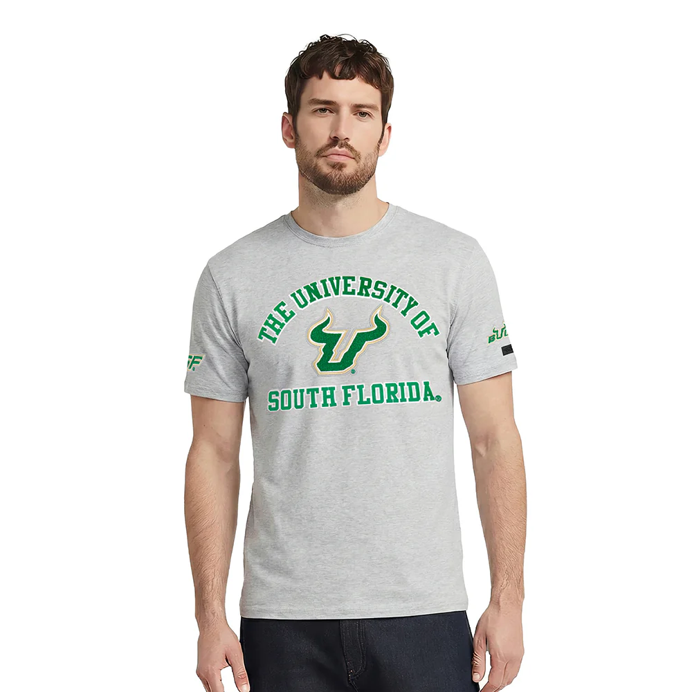 UNIVERSITY OF SOUTH FLORIDA CLASSIC MEN'S STACKED LOGO TEE (HEATHER GREY)