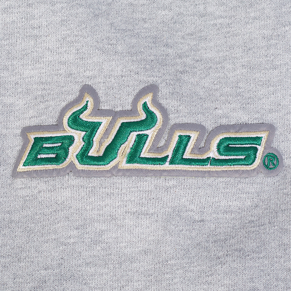 UNIVERSITY OF SOUTH FLORIDA CLASSIC MEN'S STACKED LOGO CREWNECK (HEATHER GREY/GREEN) - Image 6