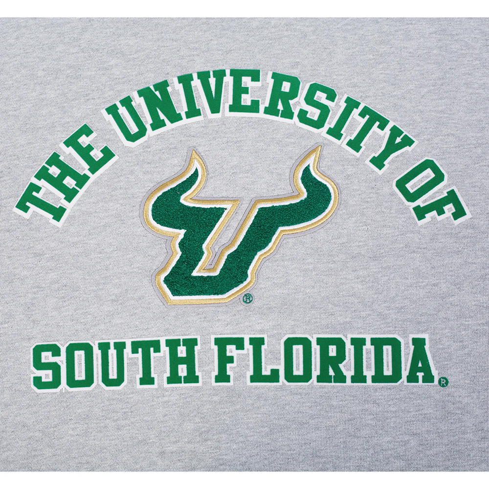 UNIVERSITY OF SOUTH FLORIDA CLASSIC MEN'S STACKED LOGO CREWNECK (HEATHER GREY/GREEN) - Image 7