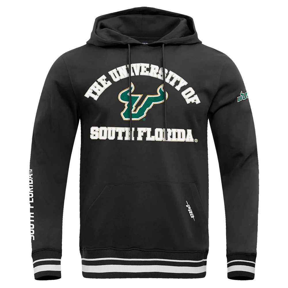 UNIVERSITY OF SOUTH FLORIDA CLASSIC MEN'S STACKED LOGO PO HOOD (BLACK)