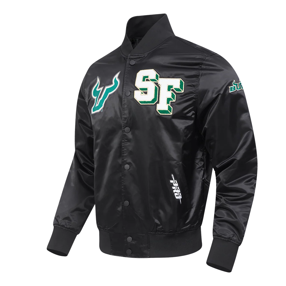 UNIVERSITY OF SOUTH FLORIDA CLASSIC MEN'S SATIN JACKET (BLACK) - Image 5