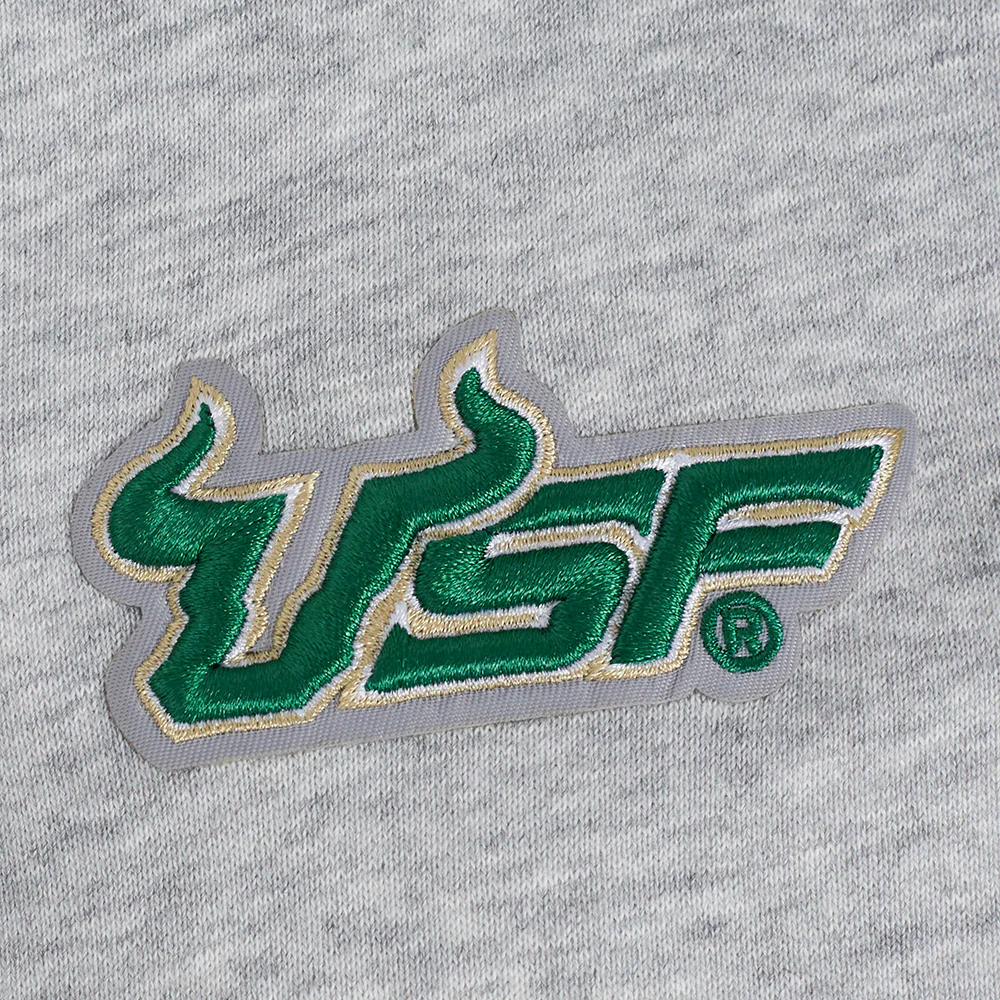 UNIVERSITY OF SOUTH FLORIDA CLASSIC RIB FLEECE CROPPED PULLOVER HOODIE (HEATHER GREY/GREEN) - Image 5