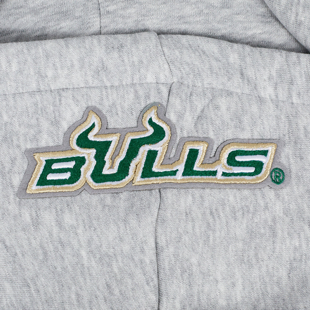 UNIVERSITY OF SOUTH FLORIDA CLASSIC RIB FLEECE CROPPED PULLOVER HOODIE (HEATHER GREY/GREEN) - Image 6