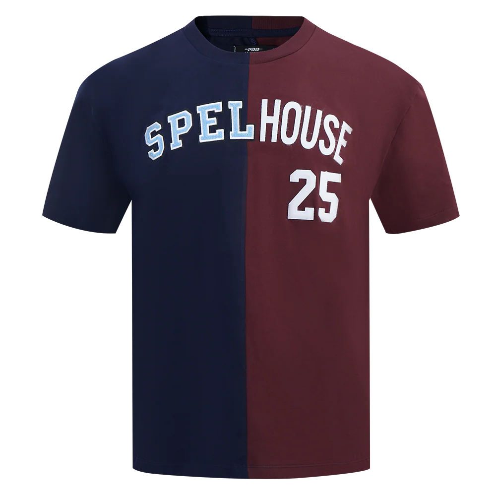 COLLEGE SPELHOUSE HOMECOMING MEN'S DROP SHOULDER SPLIT TEE (MIDNIGHT NAVY/ WINE) - Image 3