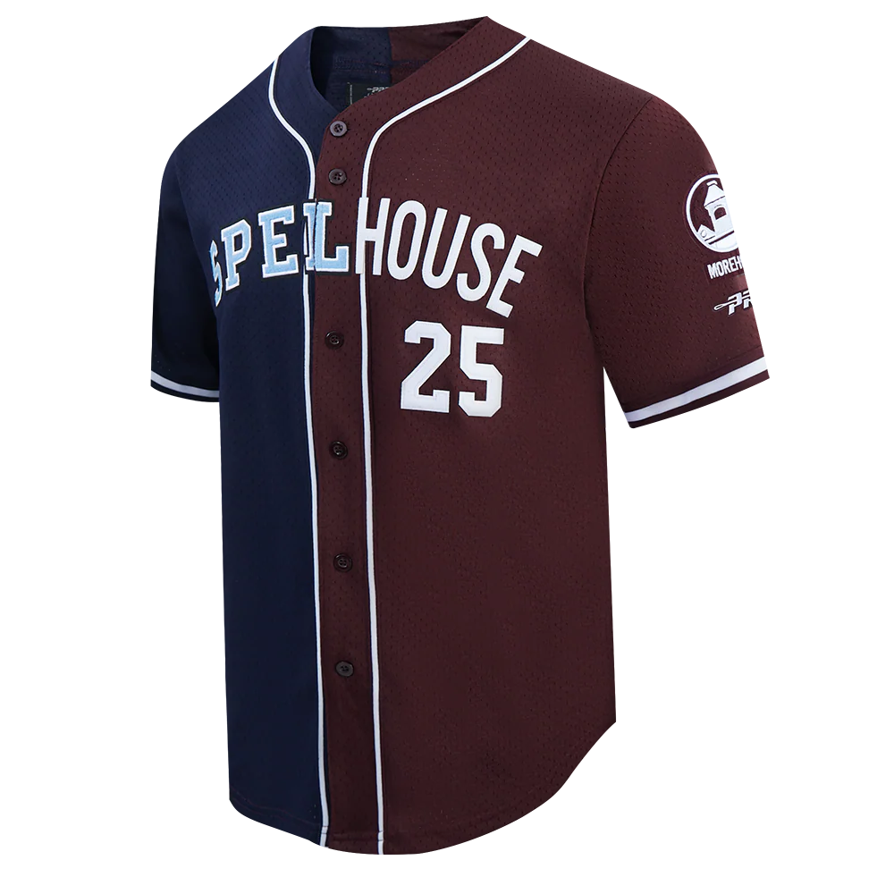 COLLEGE SPELHOUSE HOMECOMING MEN'S SPLIT MESH BUTTON DOWN SHIRT (MIDNIGHT NAVY/ WINE) - Image 5