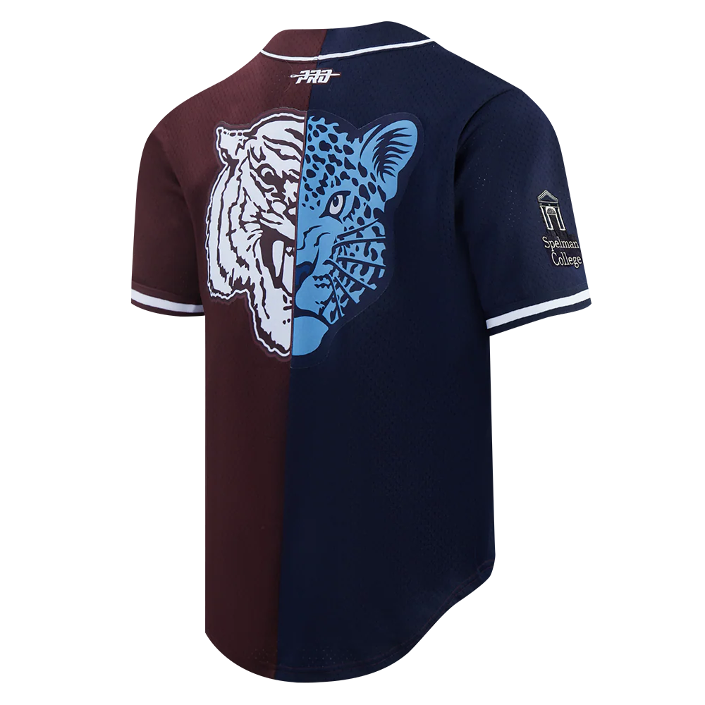 COLLEGE SPELHOUSE HOMECOMING MEN'S SPLIT MESH BUTTON DOWN SHIRT (MIDNIGHT NAVY/ WINE) - Image 6