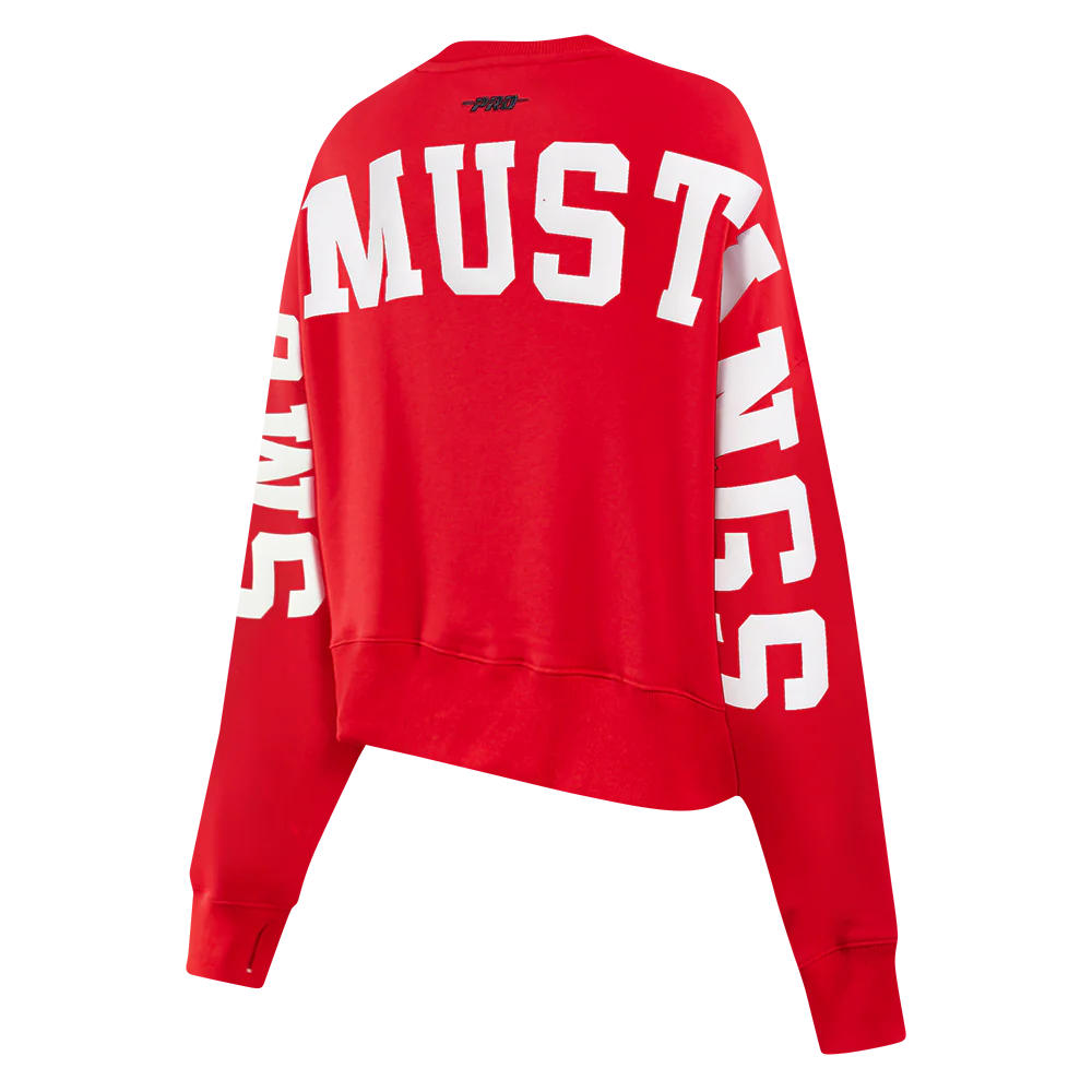 COLLEGE SOUTHERN METHODIST UNIVERSITY WINGSPAN WOMEN'S FLC CREWNECK (RED) - Image 6
