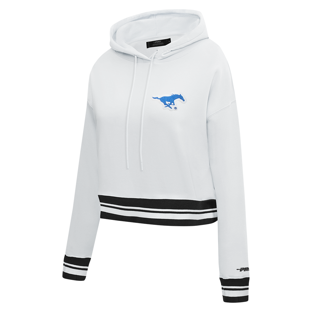 COLLEGE SOUTHERN METHODIST UNIVERSITY CLASSIC WOMEN'S RIB FLC CROPPED PO H (WHITE/BLACK) - Image 2