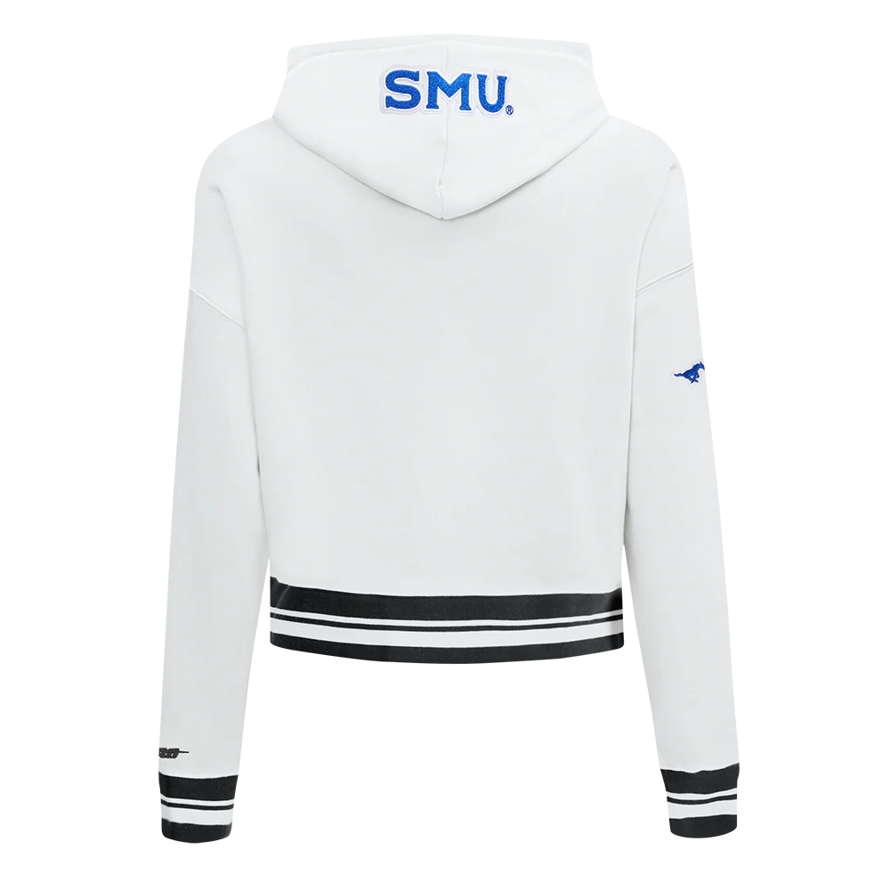 COLLEGE SOUTHERN METHODIST UNIVERSITY CLASSIC WOMEN'S RIB FLC CROPPED PO H (WHITE/BLACK) - Image 3