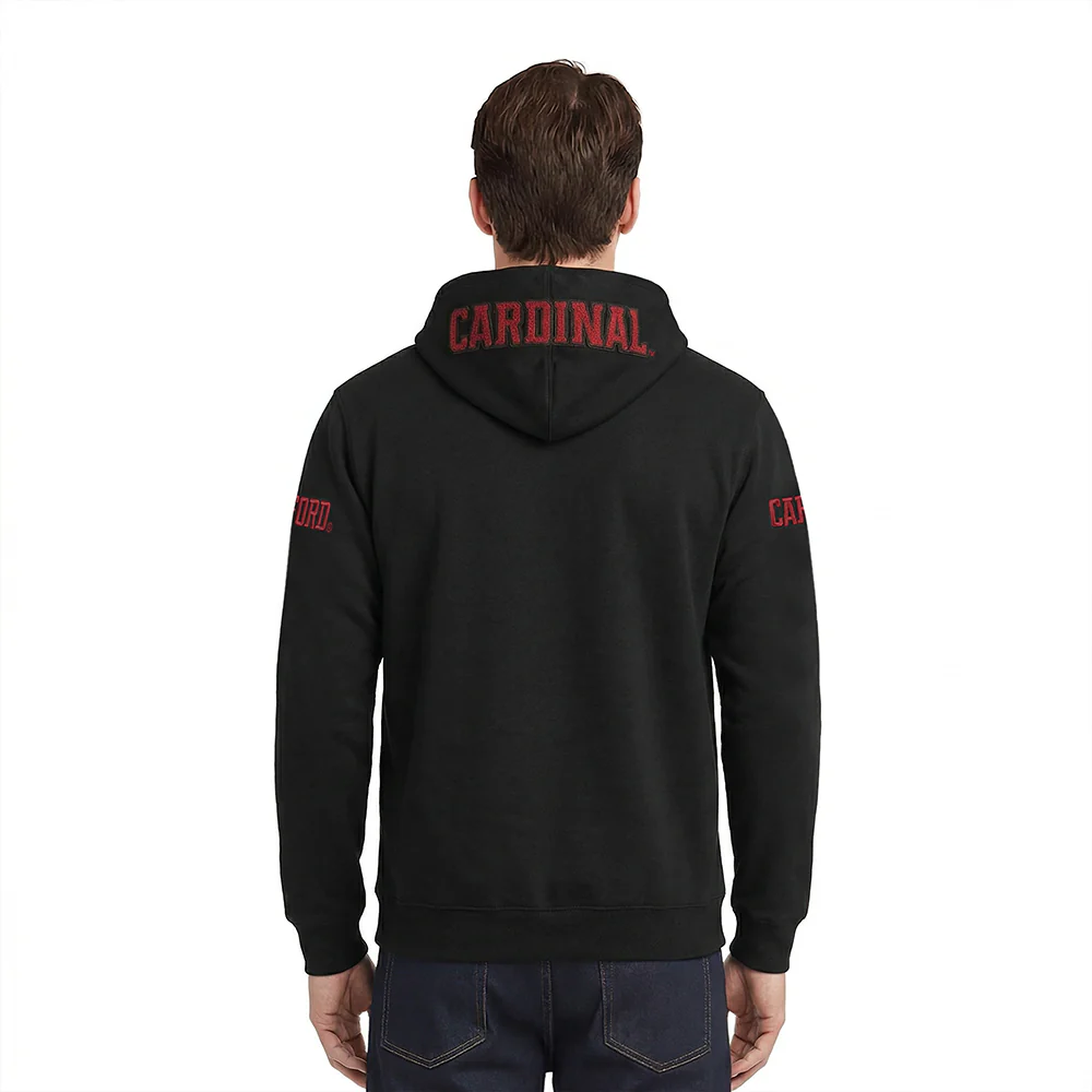 STANFORD UNIVERSITY CLASSIC DOUBLE KNIT PULLOVER HOODIE (BLACK) - Image 2