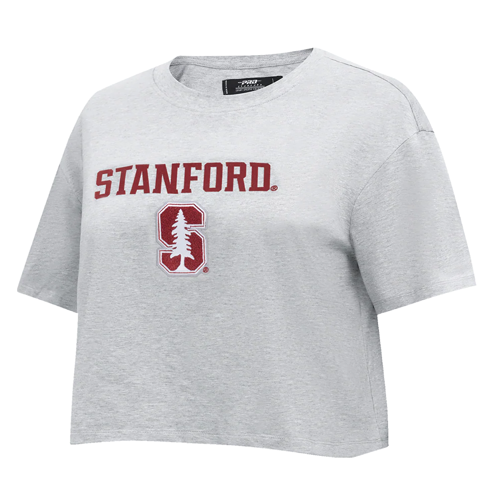 STANFORD UNIVERSITY CLASSIC WOMEN'S SINGLE JERSEY BOXY TEE (HEATHER GREY) - Image 2
