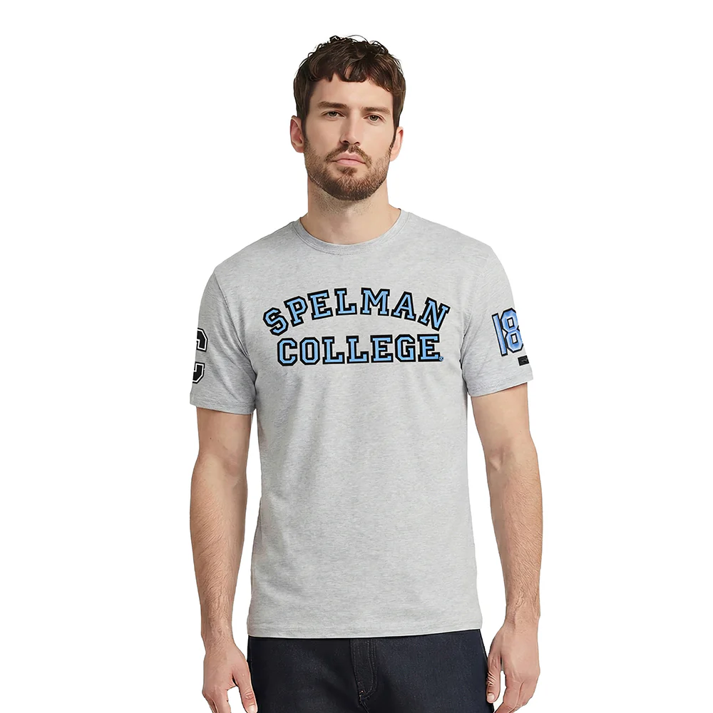 SPELMAN COLLEGE CLASSIC MEN'S STACKED LOGO TEE (HEATHER GREY)