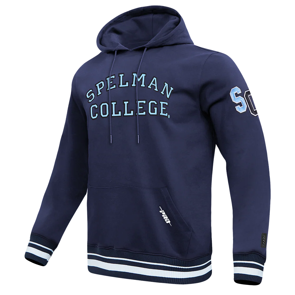 SPELMAN COLLEGE CLASSIC MEN'S STACKED LOGO PULLOVER HOODIE (MIDNIGHT NAVY) - Image 2