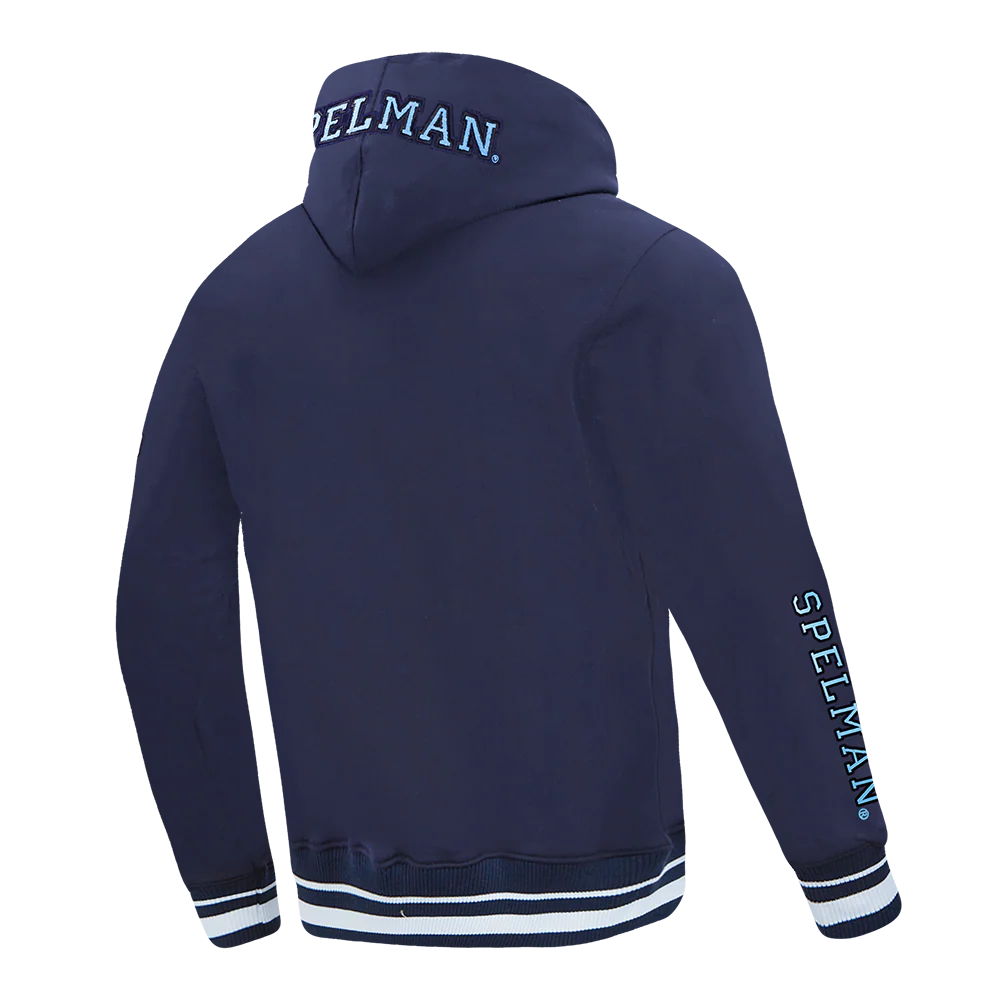 SPELMAN COLLEGE CLASSIC MEN'S STACKED LOGO PULLOVER HOODIE (MIDNIGHT NAVY) - Image 4