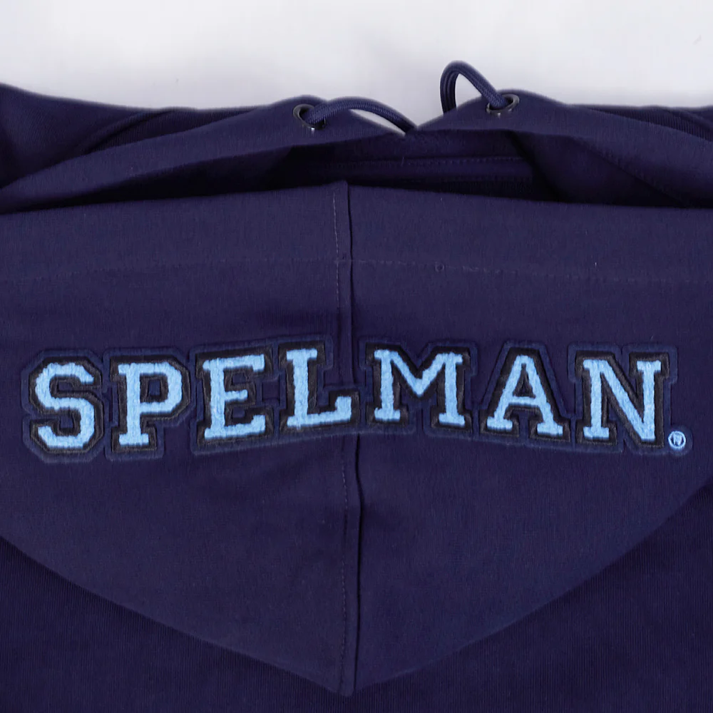 SPELMAN COLLEGE CLASSIC MEN'S STACKED LOGO PULLOVER HOODIE (MIDNIGHT NAVY) - Image 5