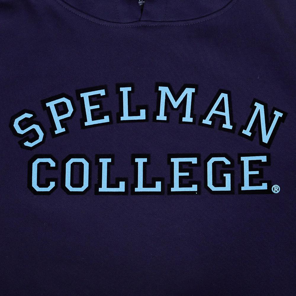 SPELMAN COLLEGE CLASSIC MEN'S STACKED LOGO PULLOVER HOODIE (MIDNIGHT NAVY) - Image 6
