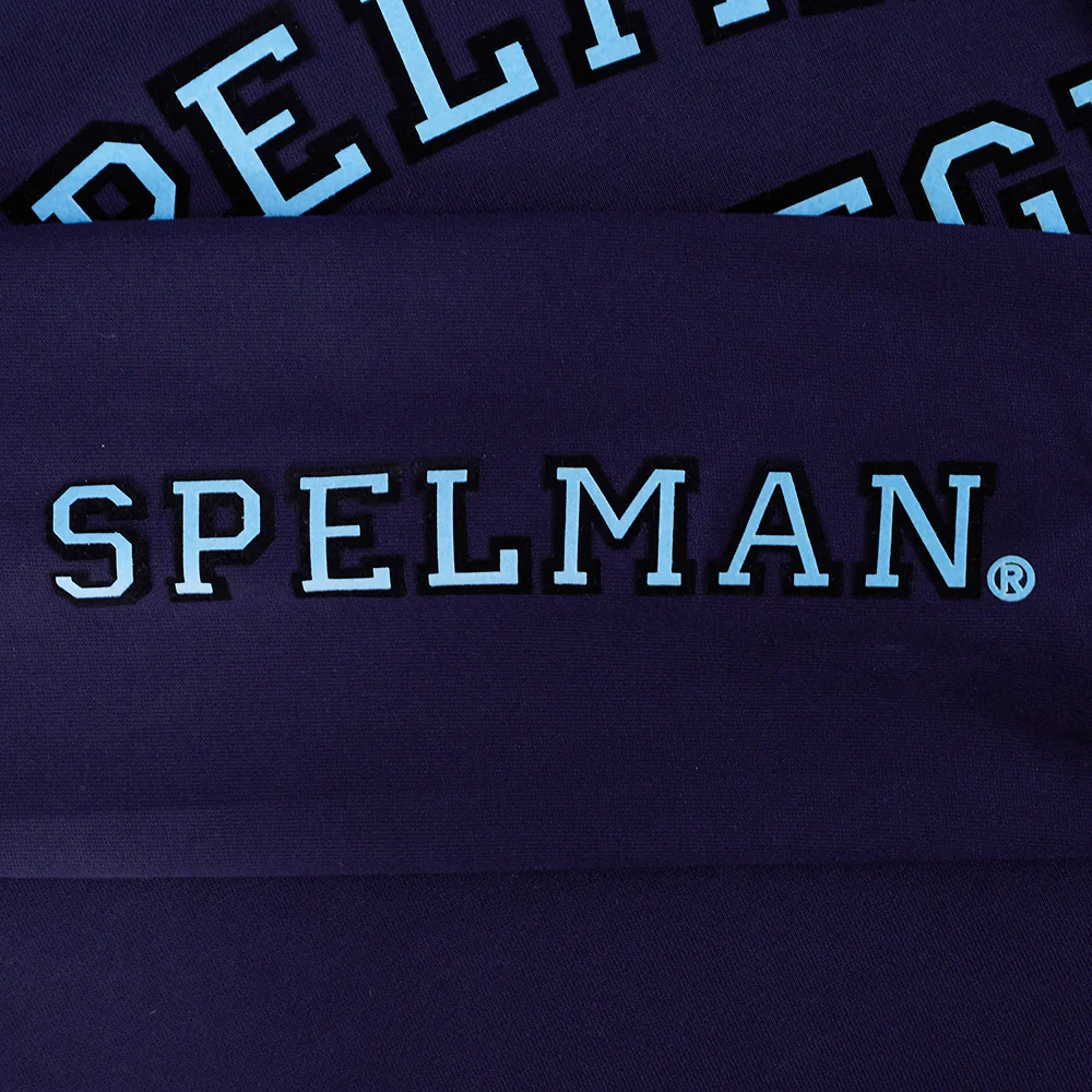 SPELMAN COLLEGE CLASSIC MEN'S STACKED LOGO PULLOVER HOODIE (MIDNIGHT NAVY) - Image 8