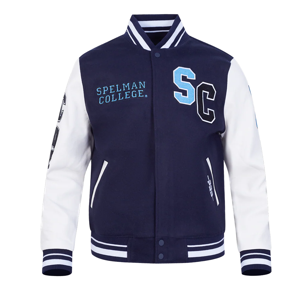 SPELMAN COLLEGE CLASSIC RIB VARSITY JACKET (MIDNIGHT NAVY/WHITE)