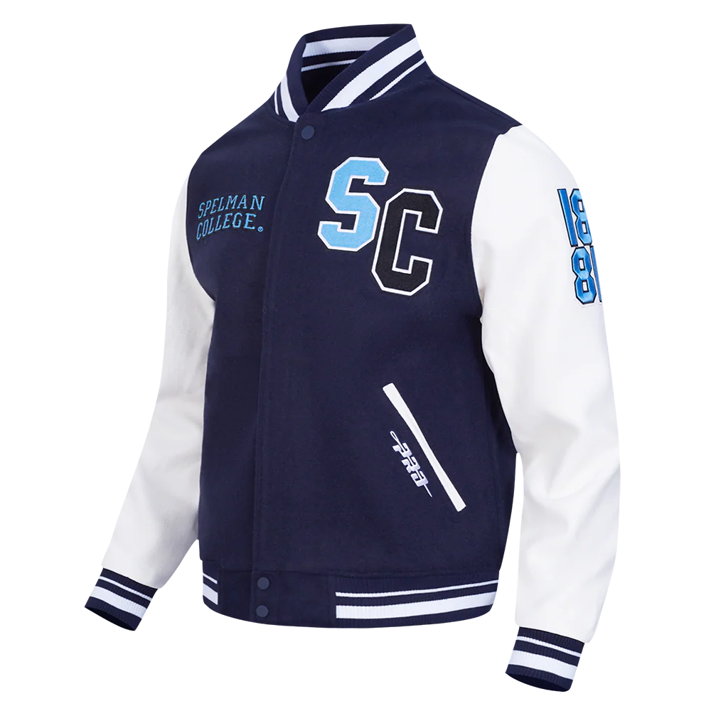 SPELMAN COLLEGE CLASSIC RIB VARSITY JACKET (MIDNIGHT NAVY/WHITE) - Image 2