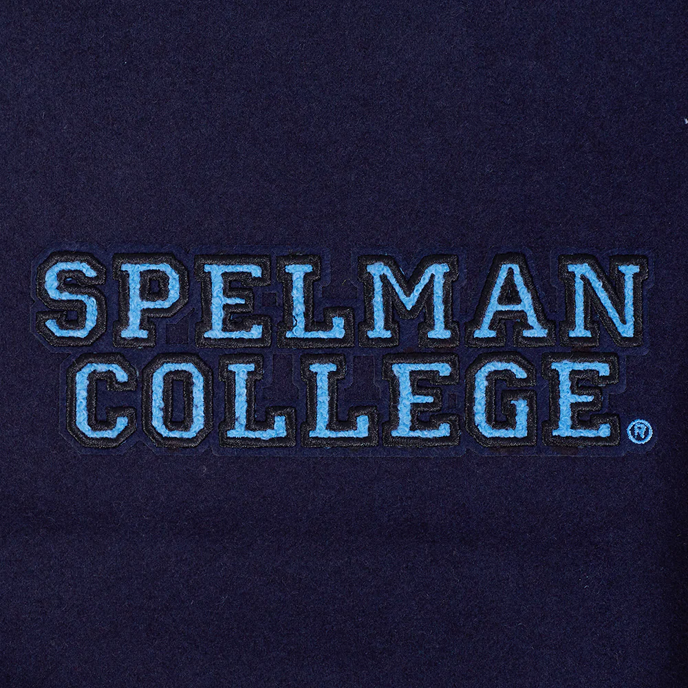 SPELMAN COLLEGE CLASSIC RIB VARSITY JACKET (MIDNIGHT NAVY/WHITE) - Image 6