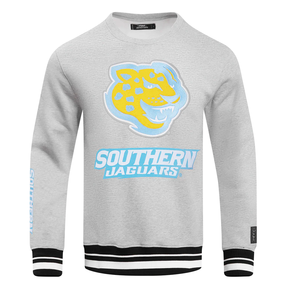 SOUTHERN UNIVERSITY CLASSIC MEN'S STACKED LOGO CREWNECK (HEATHER GRAY/BLACK)