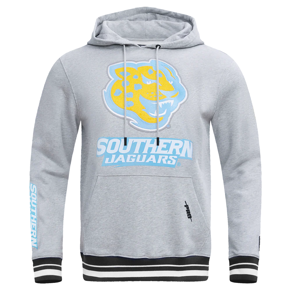 SOUTHERN UNIVERSITY CLASSIC MEN'S STACKED LOGO PULLOVER HOODIE (HEATHER GRAY/BLACK)
