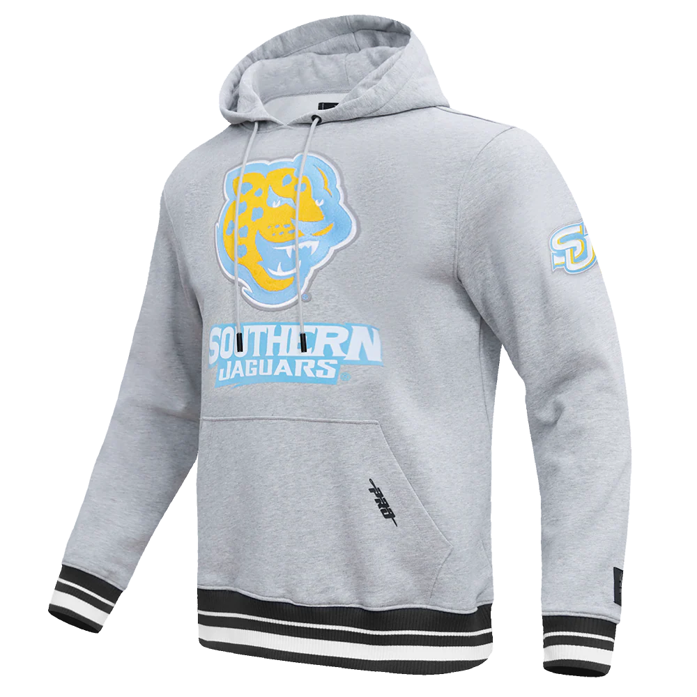 SOUTHERN UNIVERSITY CLASSIC MEN'S STACKED LOGO PULLOVER HOODIE (HEATHER GRAY/BLACK) - Image 2