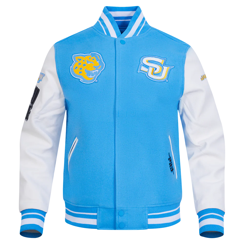SOUTHERN UNIVERSITY CLASSIC RIB WOOL VARSITY JACKET (UNIVERSITY BLUE/WHITE)