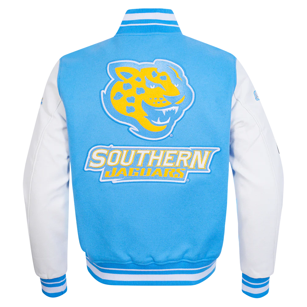 SOUTHERN UNIVERSITY CLASSIC RIB WOOL VARSITY JACKET (UNIVERSITY BLUE/WHITE) - Image 3