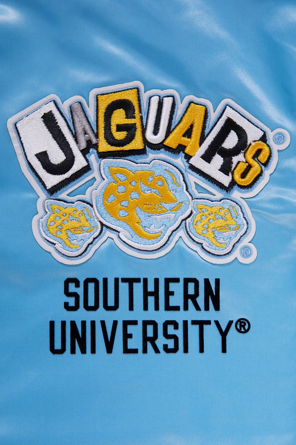 SOUTHERN UNIVERSITY HOMECOMING RIB MEN'S SATIN JACKET (UNIVERSITY BLUE) - Image 5