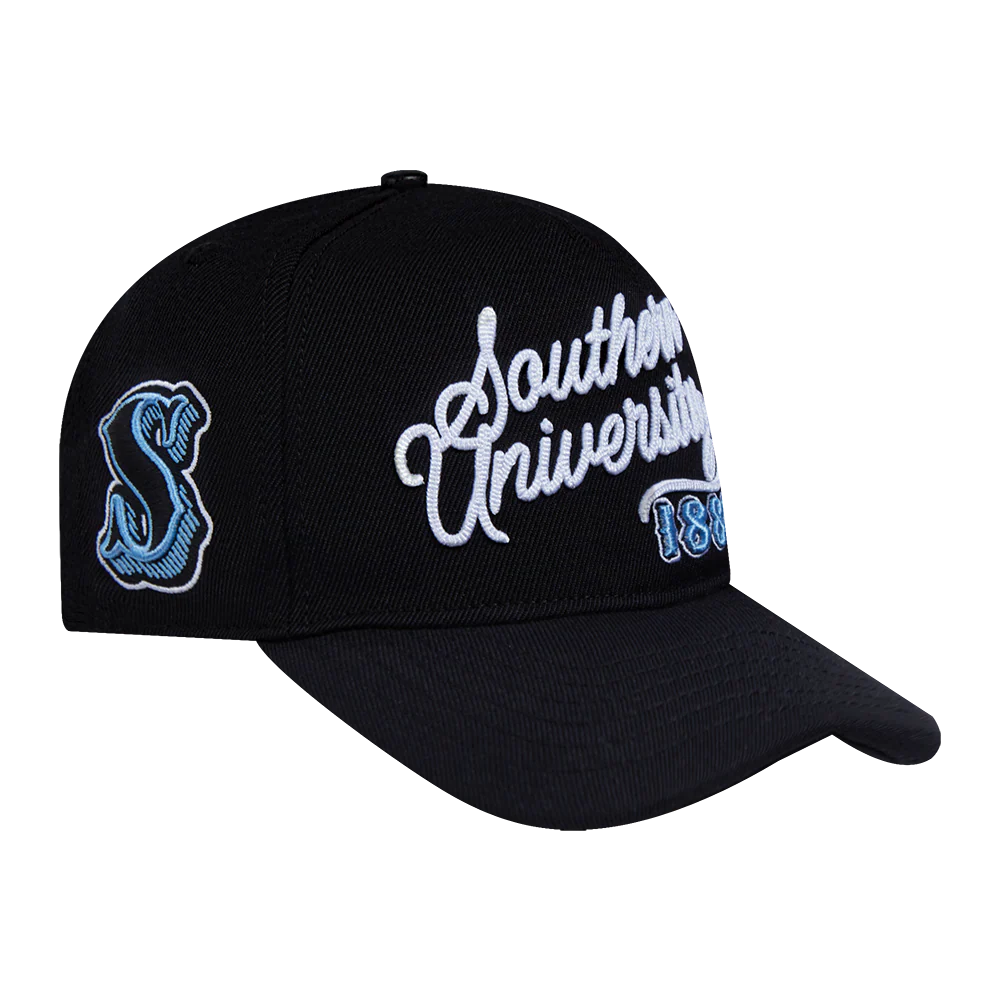 COLLEGE SOUTHERN UNIVERSITY VINTAGE VARSITY PINCHFRONT SNAPBACK HAT (BLACK) - Image 2