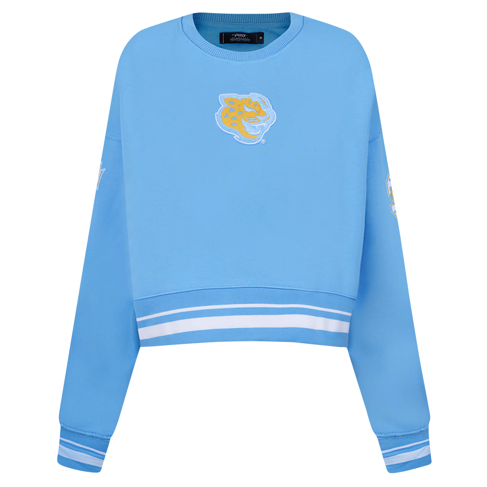 SOUTHERN UNIVERSITY CLASSIC WOMEN'S RIB FLEECE CREWNECK (UNIVERSITY BLUE)