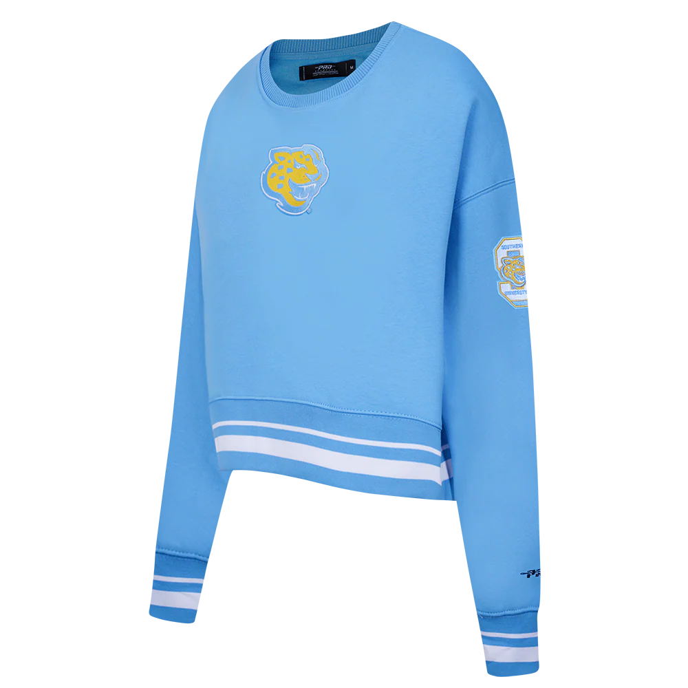 SOUTHERN UNIVERSITY CLASSIC WOMEN'S RIB FLEECE CREWNECK (UNIVERSITY BLUE) - Image 2