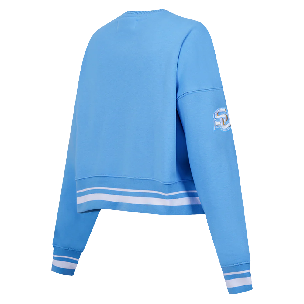 SOUTHERN UNIVERSITY CLASSIC WOMEN'S RIB FLEECE CREWNECK (UNIVERSITY BLUE) - Image 4